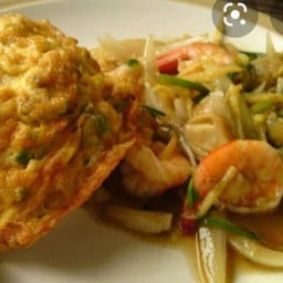 ชุดข้าวไข่เจียว+ผัดขิงกุ้ง