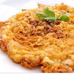 ข้าว ไข่เจียวฮอตดอกหมูสับ