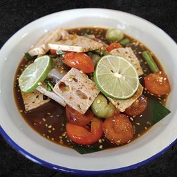 ยำปลาร้า 3 แซ่บ(กุ้งคัดพิเศษ)