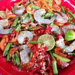 ตำกุ้งสดไม่เส้น