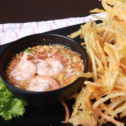 ส้มตำทอดกุ้งสด(กุ้งคัดพิเศษ)