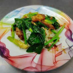 ข้าวราดคะน้าหมูกรอบ