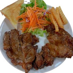 ชุดสเต็กหมูกระเทียมพริกไทยดำ+หมูกระเทียมพริิกไทยดำ