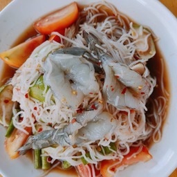 ตำขนมจีนล้วน+กุ้งสดปลาร้า