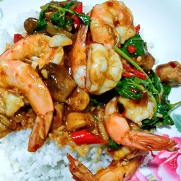 ข้าวราดกะเพรากุ้ง