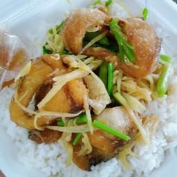ปลาช่อนทอดผัดขึ้นช่ายราดข้าว