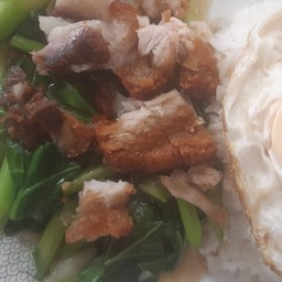 ข้าวคะน้าหมูกรอบ