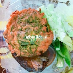 ข้าว-น้ำพริก-ไข่ชะอม2ฟอง-ปลาทู(ผักลวกตามฤดูกาล)