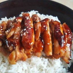 ข้าวไก่เทอริยากิ + น้ำเก๊กฮวย