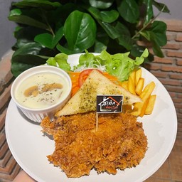 สเต็กไก่กรอบซอสครีมเห็ด