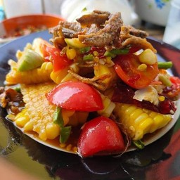 ตำข้าวโพ้ดปลากรอบ