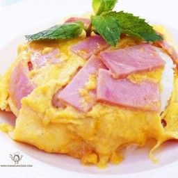 ไข่เจียวแฮม ราดข้าว