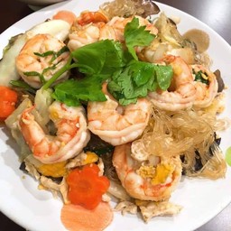 ผัดวุ้นเส้นกับข้าว[เลือกเนื้อสัตว์ได้ค่ะ]