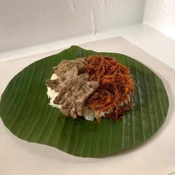 ตับผัดกระเทียมพริกไทยดำ+หมูฝอย