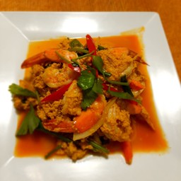 กุ้ง+ปลาหมึก ผัดผง กะหรี