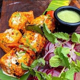 Paneer Tikka served with mint sauce  ชีทสดอินเดียมหมักเครื่องเทศย่างเต่าโบราณเสิร์ฟพร้อมน้ำจิ้มสูตรพิเศษ