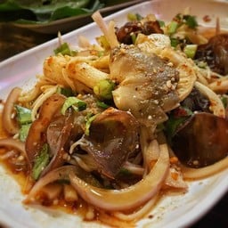 ลาบ เห็ด (เห็ดหูหนูดำ, เข็มทอง, นางฟ้า)