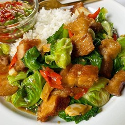 ผัดแขนง (ราดข้าว)