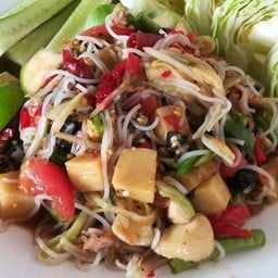 ตำป่า ปูดำ ปลาร้า(ต้มสุก)