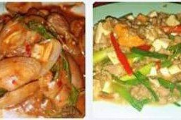 หอยลายผัดพริกเผา+หมูสับผัดไข่เค็ม