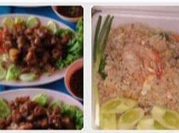 หมูทอดกระเทียม+ข้าวผัดกุ้ง
