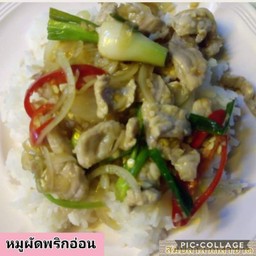 ข้าวพริกอ่อนหมูชิ้น