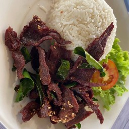 เนื้อแดดเดียวราดข้าว