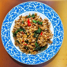 ข้าวผัดกะเพราโปรหมูสับ(Vegan)