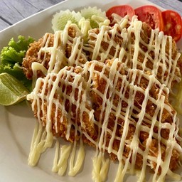 ไก่ทอดมายองเนสราดข้าว