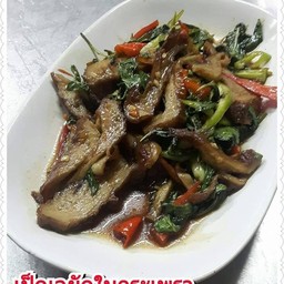 เป็ดเจผัดใบกระเพรา