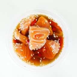 แซลมอนดองซีอิ๊วเกาหลี แถมน้ำจิ้มซีฟู๊ด+วาซาบิ อร่อยฟิน