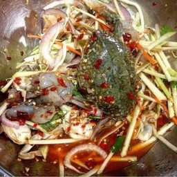 ยำมะม่วงปูม้า+กุ้งสดปลาร้า