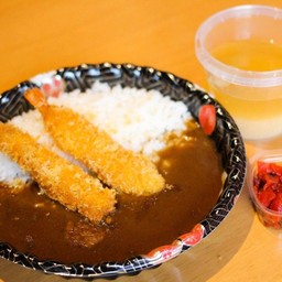 ข้าวแกงกะหรี่กุ้งทอด(ถาด)