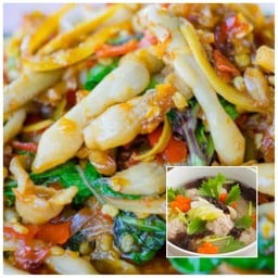 ผัดฉ่าทะเลราดข้าว+ต้มจืดสาหร่ายหมูสับ (ชุดเล็ก)