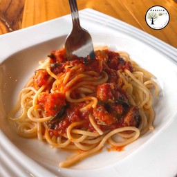 สปาเกตตีกุ้งซอสพริกขี้หนู