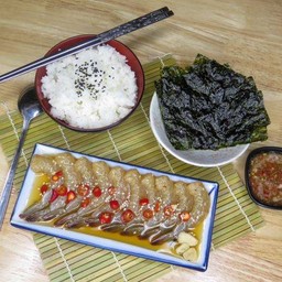 SET กุ้งดองซีอิ้วเกาหลี + ข้าวญี่ปุ่น + สาหร่าย