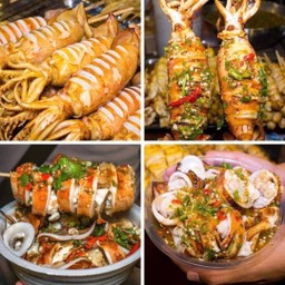 หมึกดำ ย่างหรือลวก นำ้จิ้มรสเด็ด เผ็ด เปรี้ยว