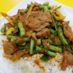 ข้าว ผัดพริกแกงตับหมู