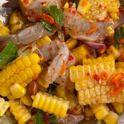 ยำข้าวโพดกุ้งสด
