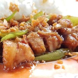 ผัดพริกอ่อนหมูกรอบ