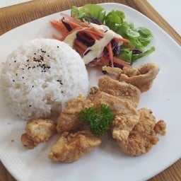 ข้าวไก่ป็อก+สลัด