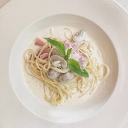 สปาเกตตีครีมแฮมเห็ด