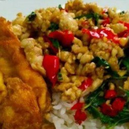 ข้าวกระเพราหมูสับ+ไข่เจียว