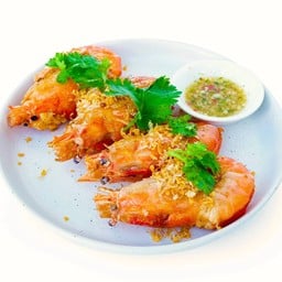 กุ้งแม่น้ำทอดกระเทียมมันกุ้ง