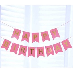 สีชมพู ธงวันเกิด ป้ายวันเกิด ธง HAPPY BIRTHDAY