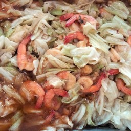 ผัดกะหล่ำปลีกุ้ง