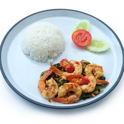 ข้าวกะเพรากุ้ง