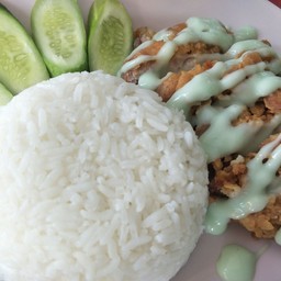 ข้าวไก่ทอดซอสวาซาบิ