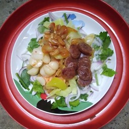 ยำรวม(ไชโป้ว ผักดอง ขิง กุ้งหวาน กระเทียม กุนเชียง)