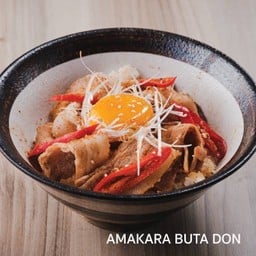 Amakara Buta Don  ข้าวหน้าหมูสามชั้นสไลซ์ และไข่ดองโชยุ